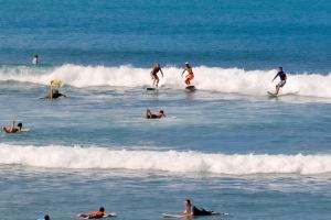 Catching the evening waves at Waikiki